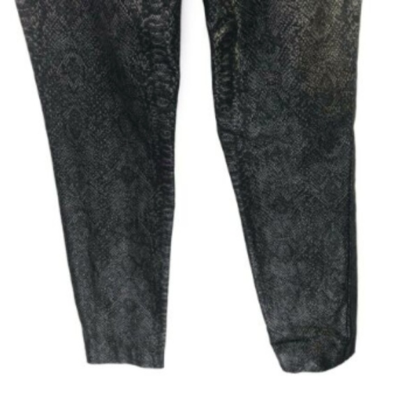 Dark Blue Metallic Snakeskin Skinny Ankle Pants 8 - Picture 6 of 8